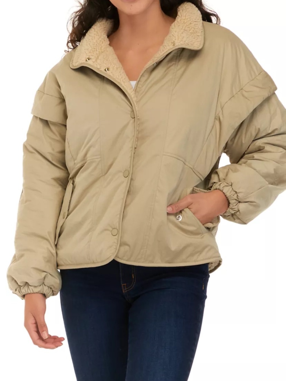 MOON RIVER
Women's Long Sleeve Sherpa Collar Puffer Jacket